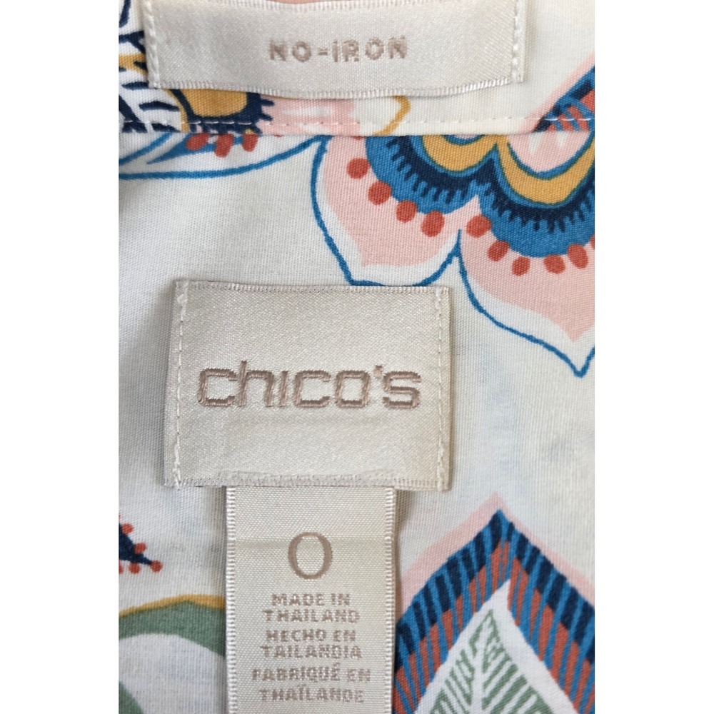 Chico's Floral Paisley Button Down Shirt Blouse Size 0 Eclectic Earth Tones Fall - Picture 9 of 9